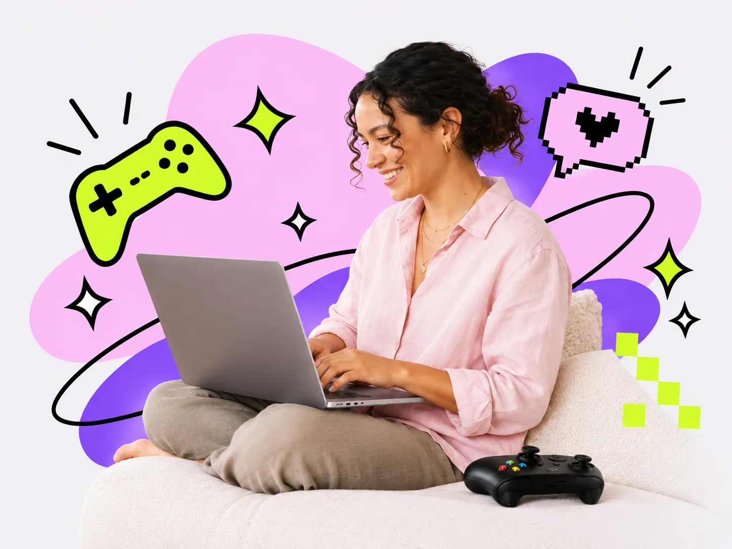 A relaxed at-home gaming setup